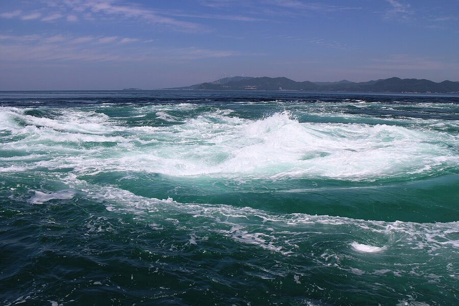 Naruto whirlpools churning in the Naruto Strait