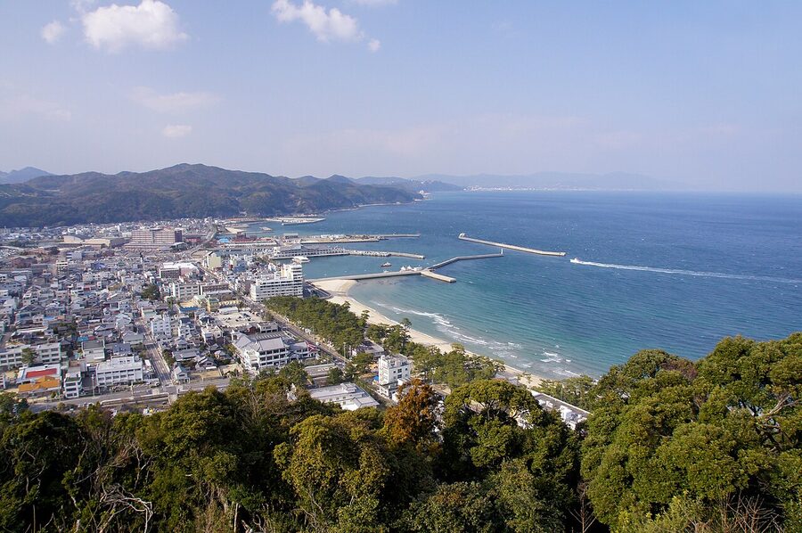 Sumoto city view from the castle ruins on Awaji Island