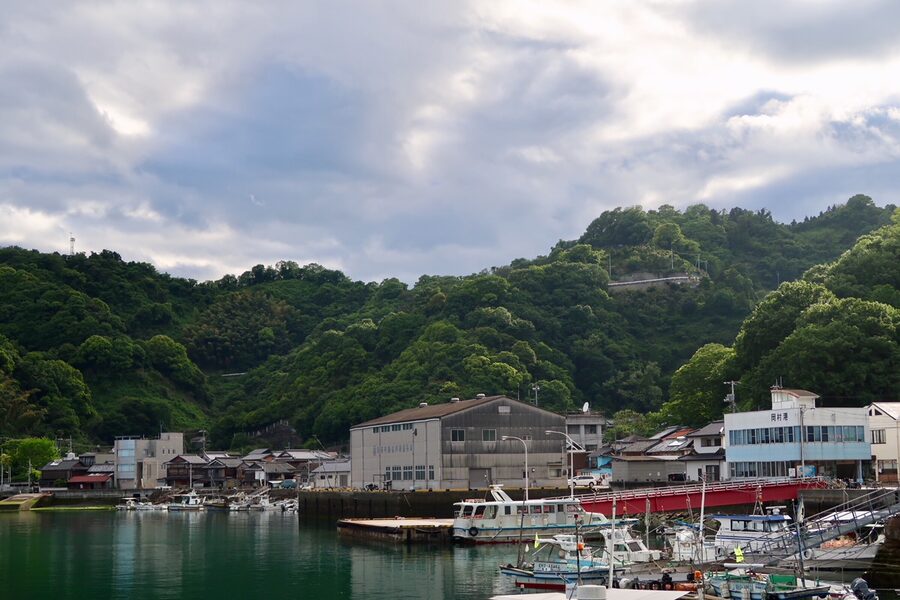 Okamura Port on Okamura Island, the eastern terminus of the Tobishima Kaido cycling route, Imabari City Ehime