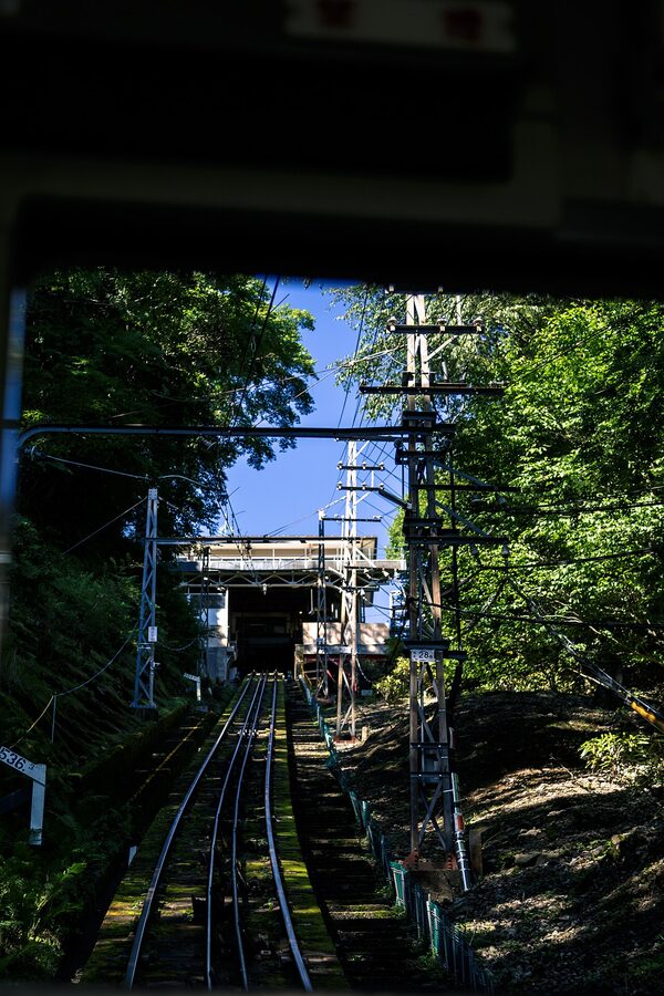 The Nankai cable line ascending the mountain to Mt Koya