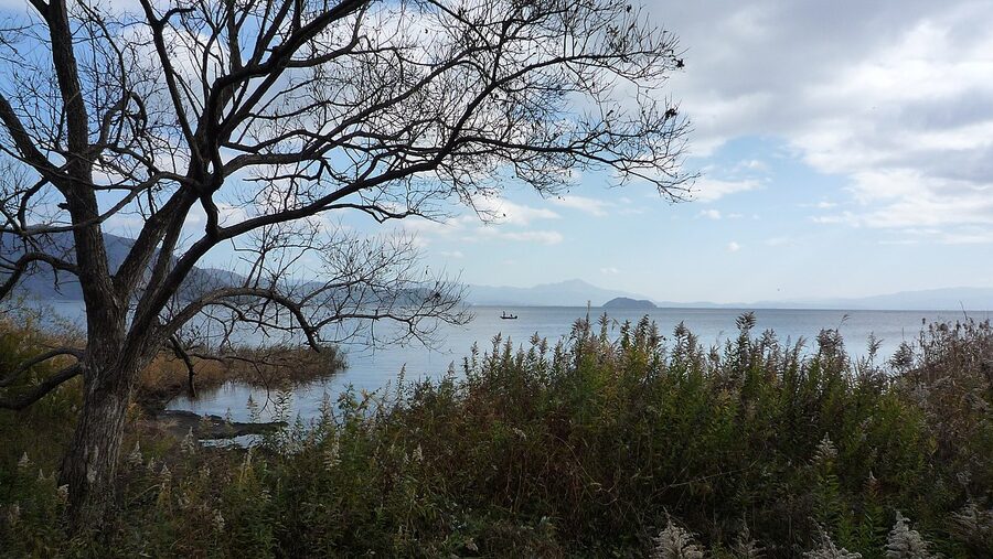 Lake Biwa shore at Imazu in the north