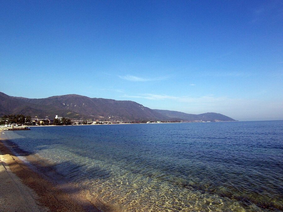 Lake Biwa near Omi Maiko in winter conditions
