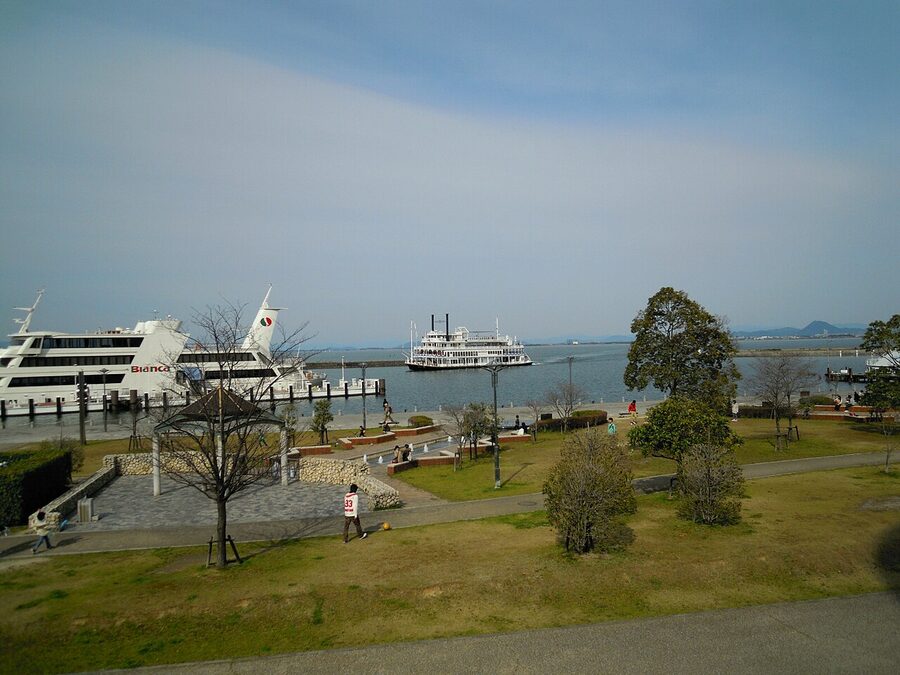 Otsu Port boats and BIWAKO monument