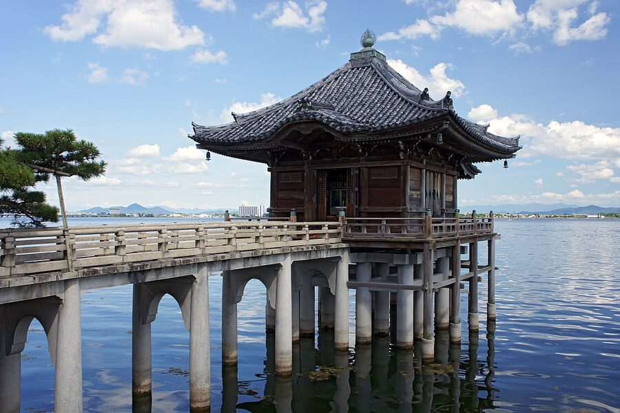 Ukimido floating temple at Mangetsuji on Lake Biwa