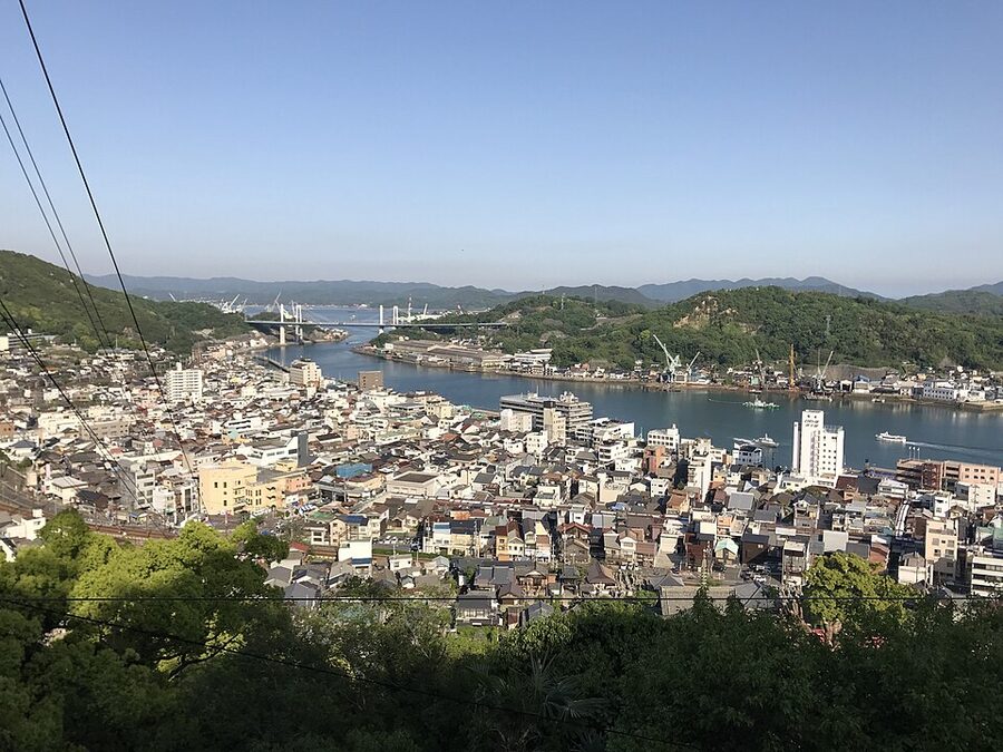 View of Onomichi Channel and bridge from Senkoji Temple