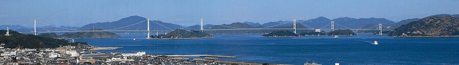 Shimanami Kaido bikeway with Imabari side view