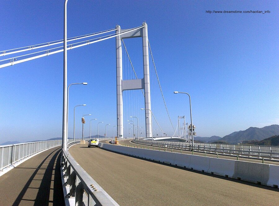 The cycling deck of the Kurushima-Kaikyo Bridge