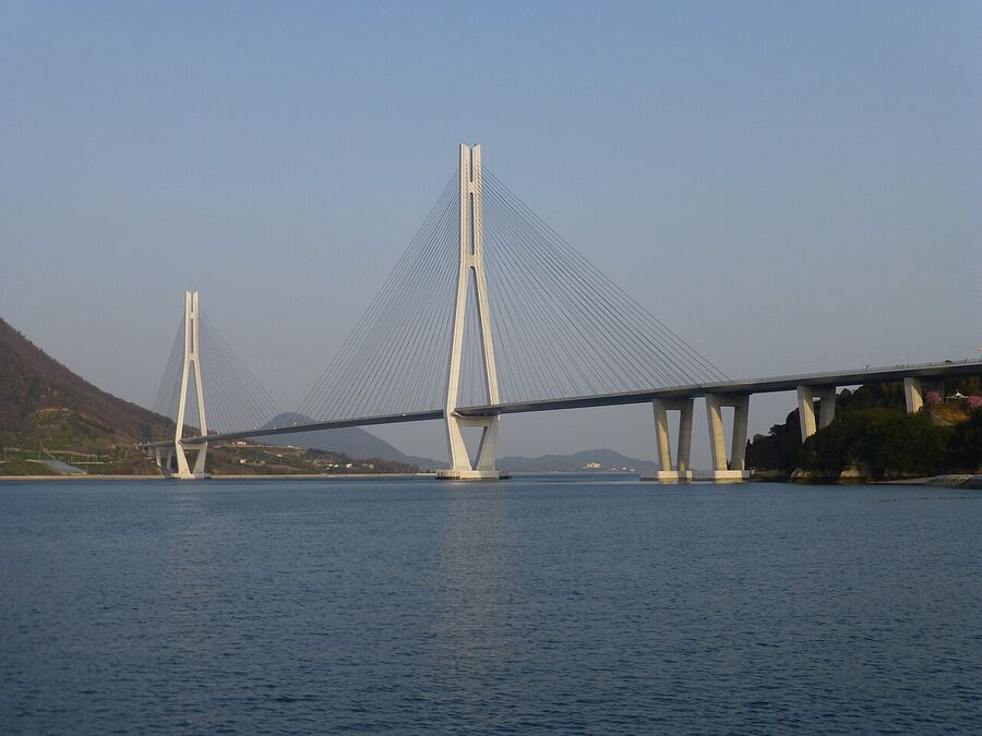 Cable stays of Tatara Bridge close-up
