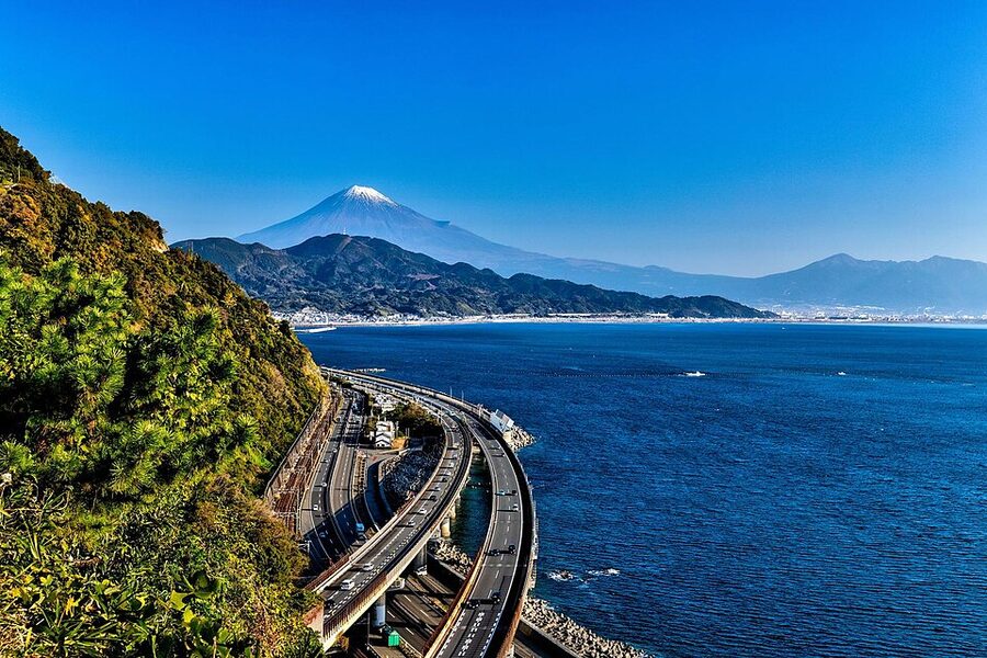 View from Satta Pass at Yui, looking towards Suruga Bay