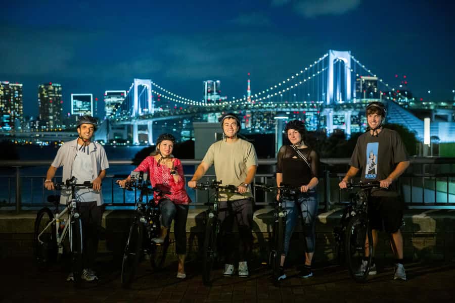 Tokyo Bay Area: Sunset Night View 3h E-bike Guided Bike Tour - Crossing toward Odaiba and its modern landmarks